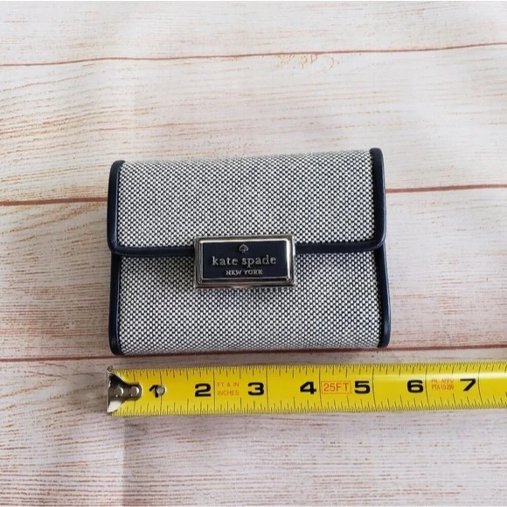 Kate Spade Reegan Medium Flap Canvas and Leather Wallet in Blazer Blue